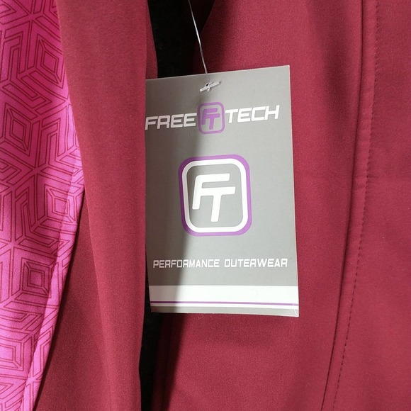 Free Tech Women's Jacket Pink Medium Zip Front Hooded Zip Pockets W/Tags - Picture 8 of 14